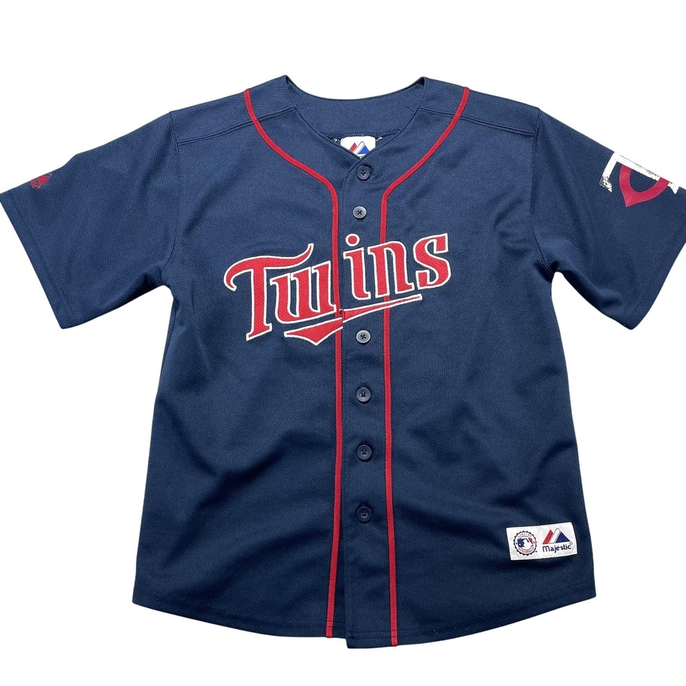 Minnesota Twins Jersey Youth Boys 8 Blue MLB Baseball Justin Morneau 33 Majestic
